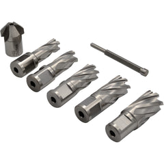 7 PC Weldon Shank HSS Annular Cutter Set with Countersink