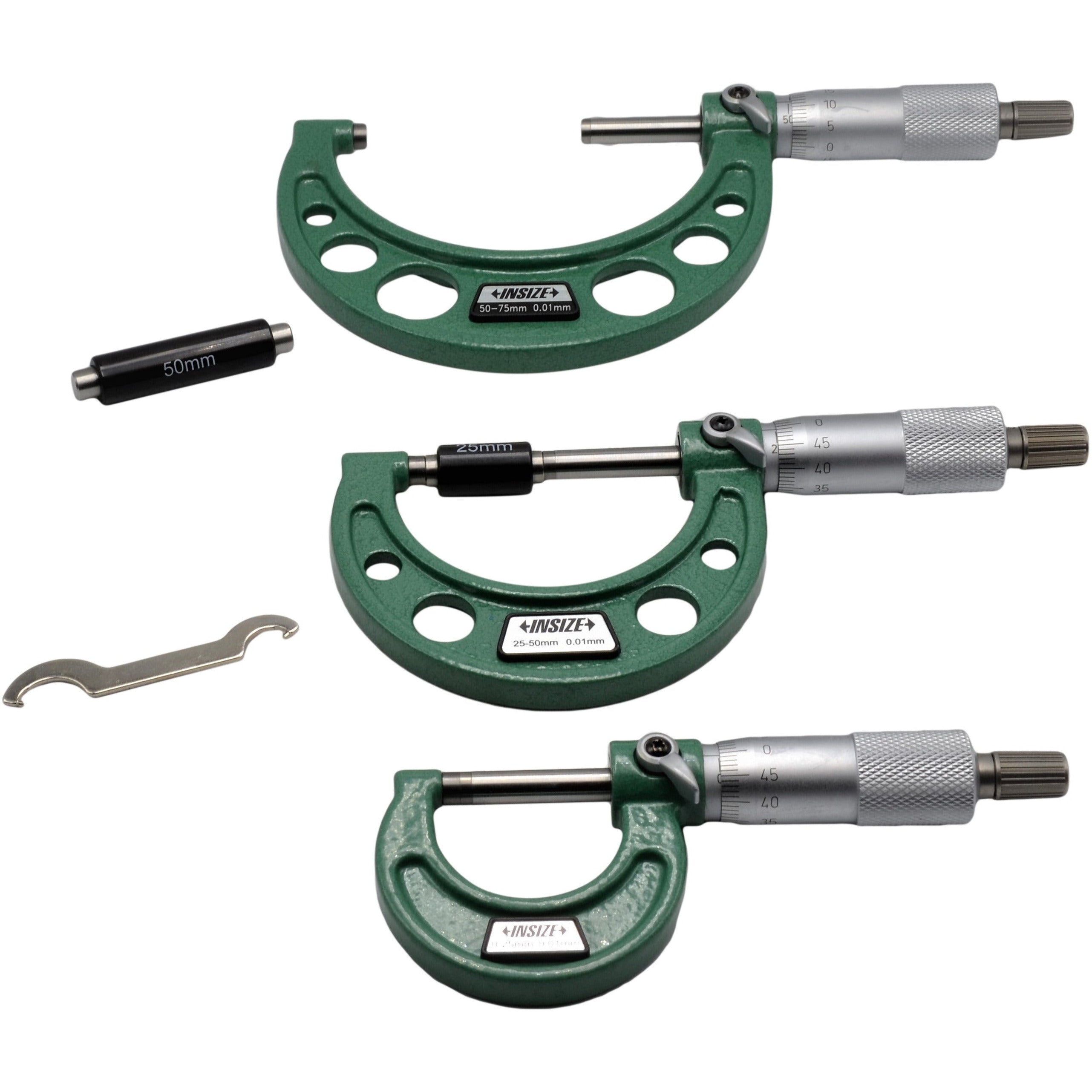 Insize Outside Micrometer Set-3 Piece Series  0-75mm Range Series 3203-753A