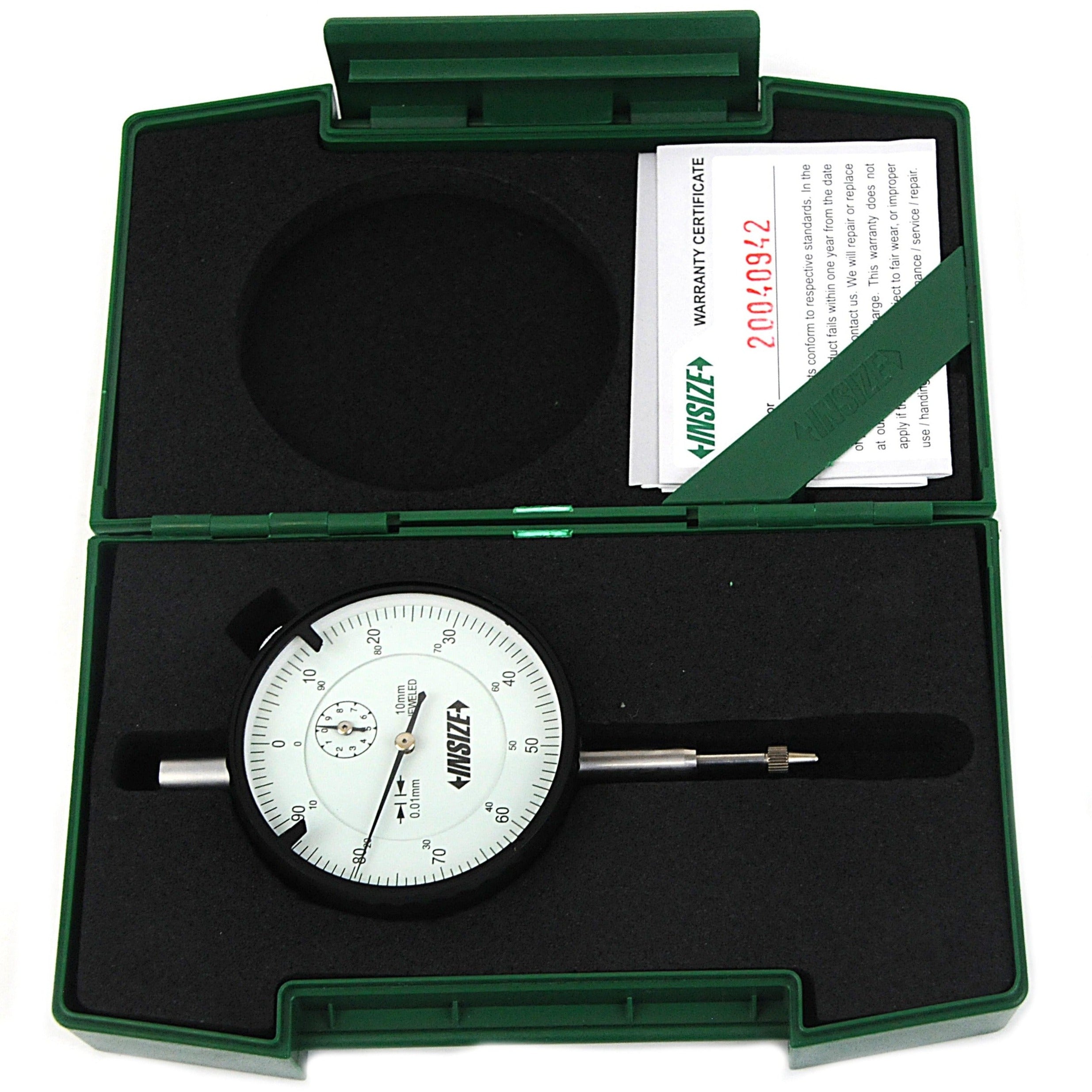 Insize Metric Flat Back Dial Indicator 10mm Range Series 2308-10FA