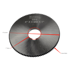 One Maxwell HSS Milling Slotting Slitting Saw Cutters 4" x 5mm x 1" Inch Bore