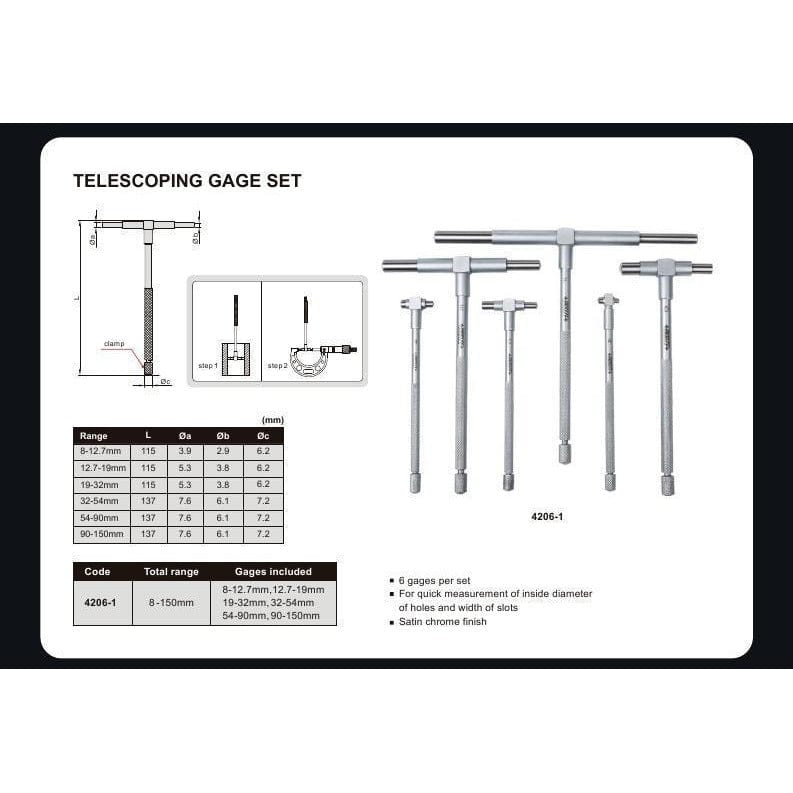 Insize Bore Gauge 8-150mm x 0.01mm Range Series 4206-1 - Twin Eagle Imports