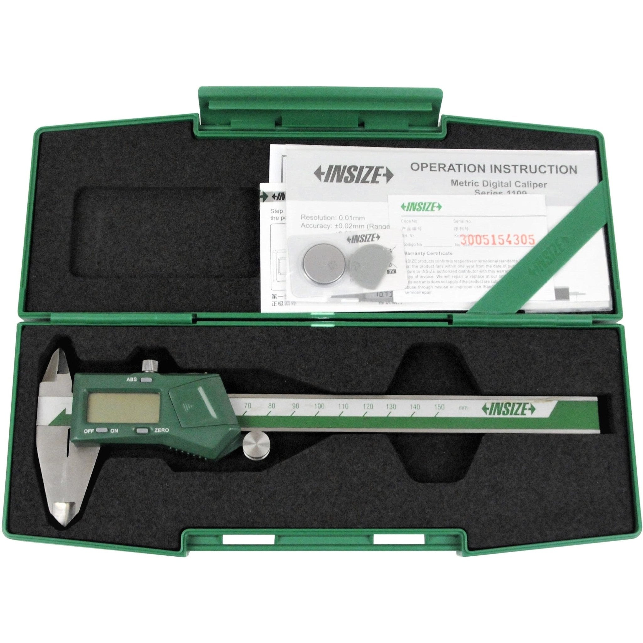 Insize Digital Caliper 0-150mm Range Series 1109-150 - Twin Eagle Imports