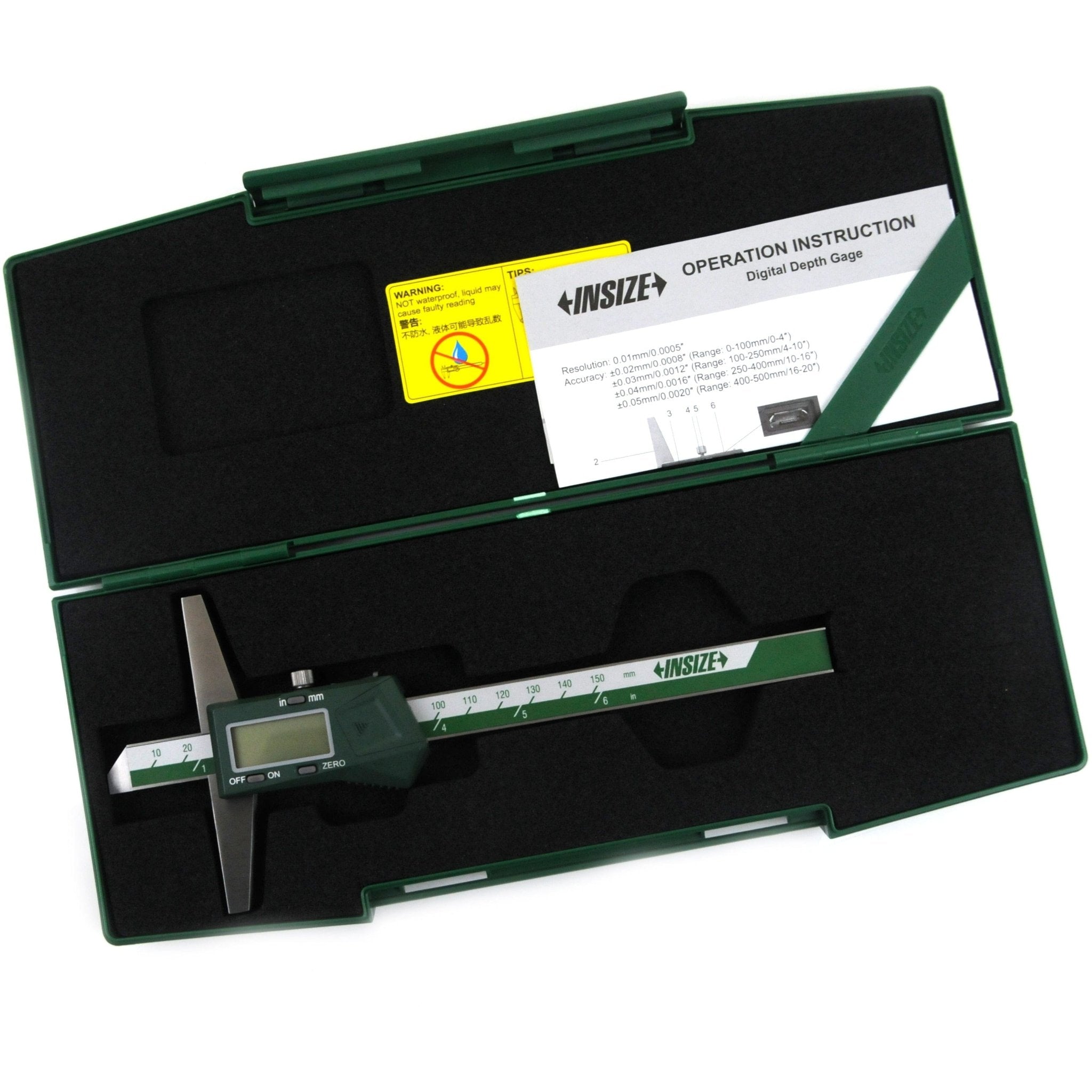 Insize Digital Depth Gauge 0-150mm/0-6" Range Series 1141-150A - Twin Eagle Imports