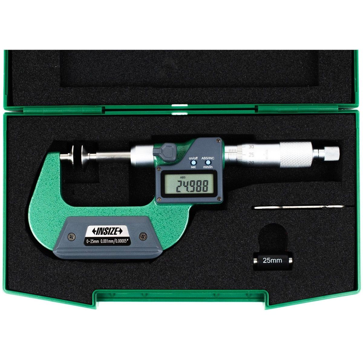 Insize Digital Spindle Disc Micrometer 0-25mm Range Series 3594-25A - Twin Eagle Imports