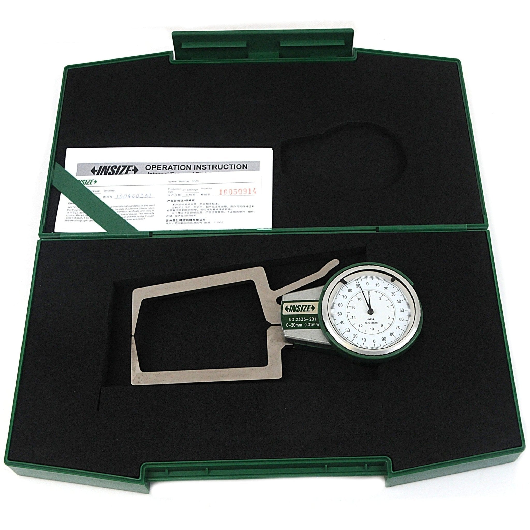 Insize External Dial Caliper Gauge 0-20mm Range Series 2333-201 - Twin Eagle Imports