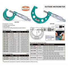 Insize Outside Micrometer Set 4 Piece Series  0-100mm Range Series 3203-1004A