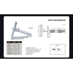 Insize Metric Depth Micrometer 0-75mm Range Series 3240 - 75
