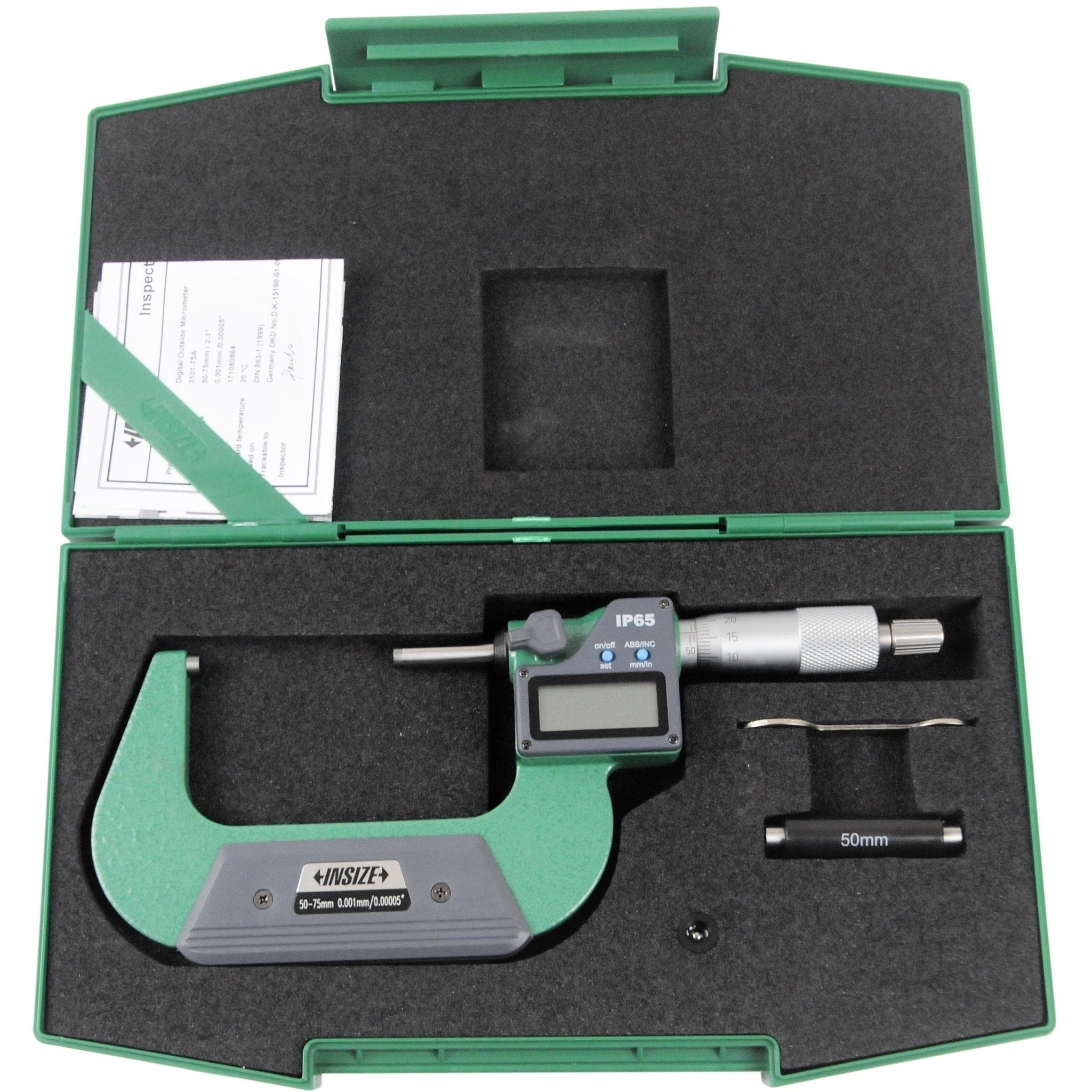 Insize IP65 Digital Outside Micrometer 50-75mm / 2-3" Range Series 3101-75A - Twin Eagle Imports