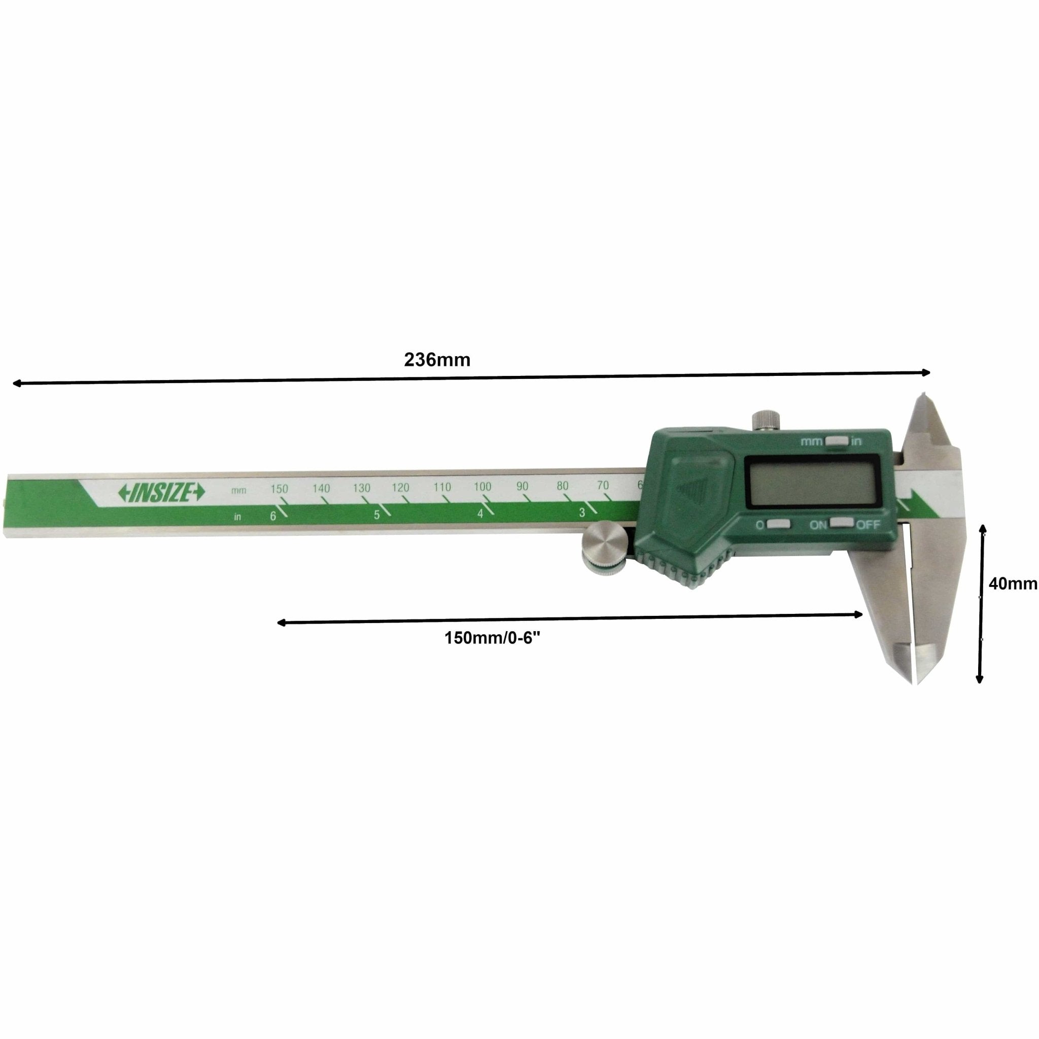 Insize Left Hand Digital Caliper 0-150mm/0-6" Range Series 1130-150 - Twin Eagle Imports