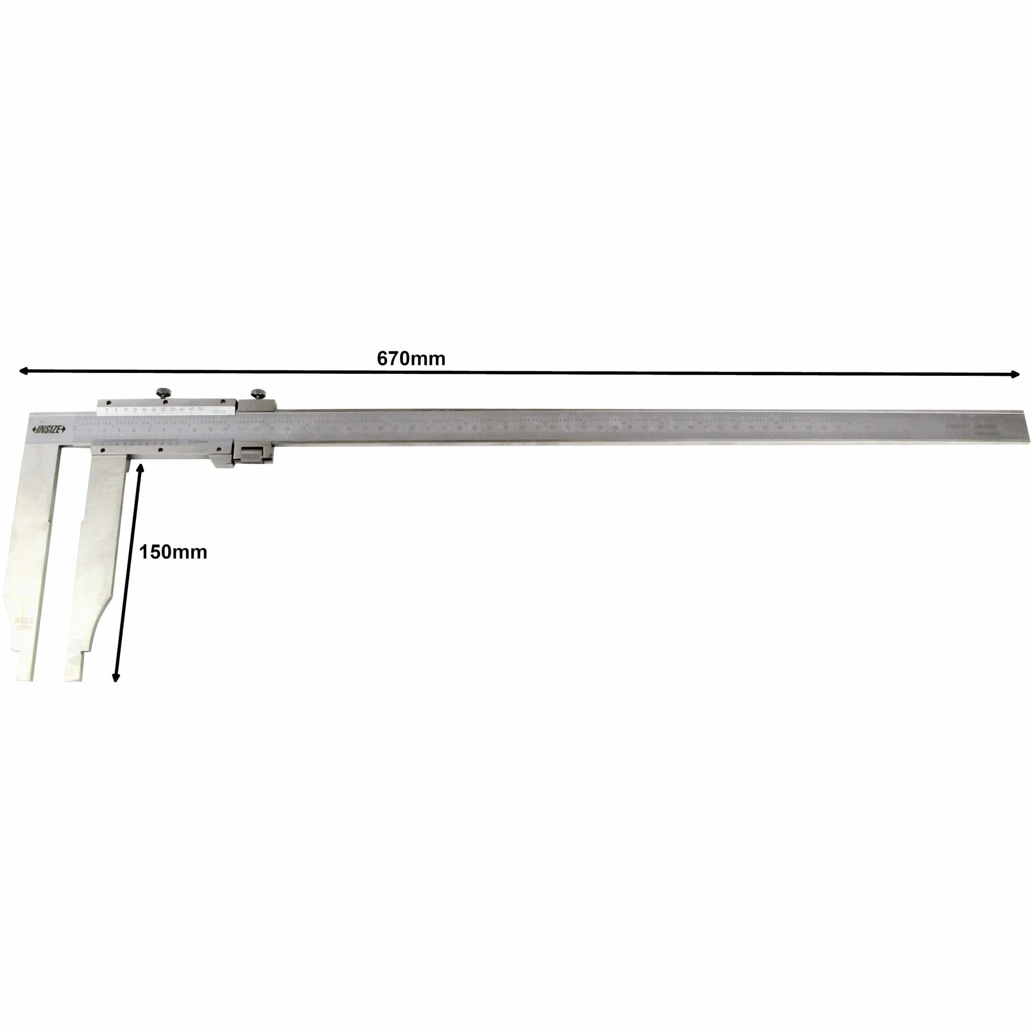 Insize Long Jaw Vernier Caliper 0-500mm/0-20" Range Series 1215-522 - Twin Eagle Imports