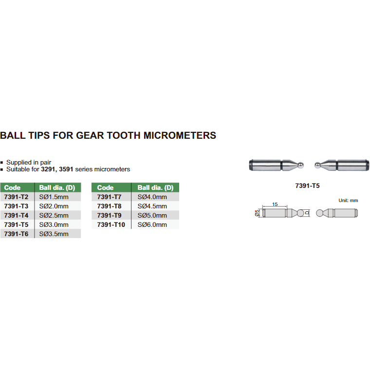 INSIZE Measuring Equipment 3.0MM BALL POINT - 7391-T5