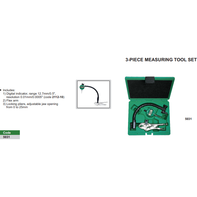 INSIZE MEASURING EQUIPMENT Insize 3pc Measuring Tool Set 5031