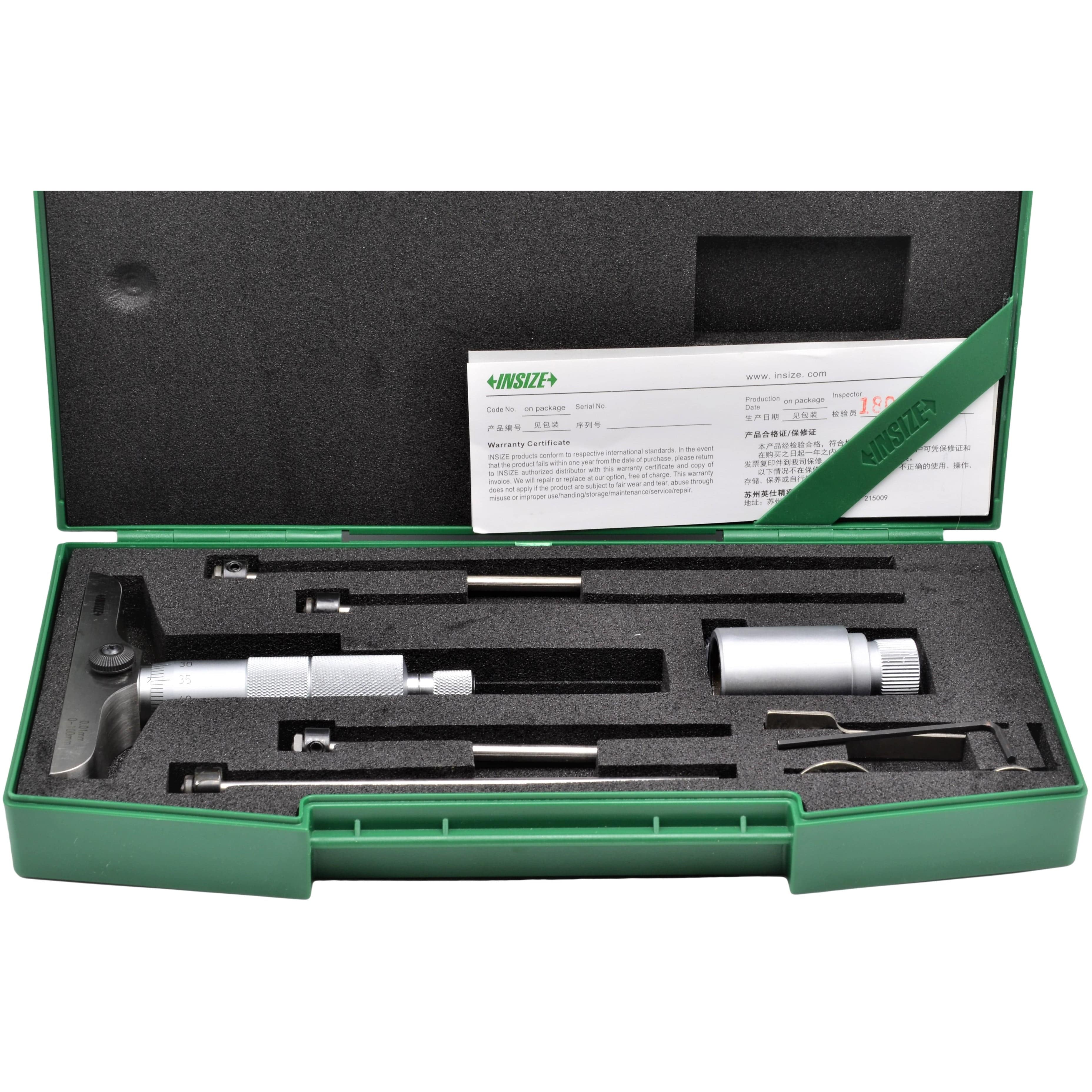 INSIZE Measuring Equipment Insize 4pc Metric Depth Micrometer 0-100mm Range Series 3241-100