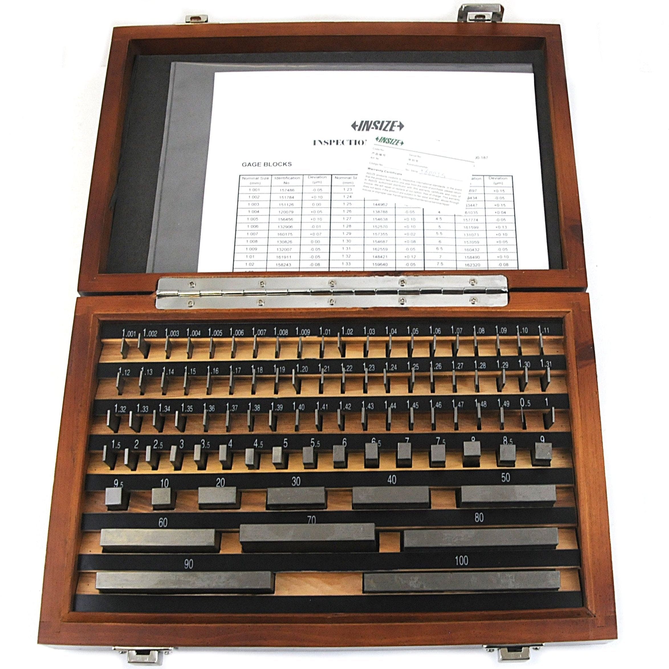 INSIZE Measuring Equipment Insize 87 Piece Steel Gauge Block Set Series 4100-287 Grade 2