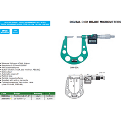 INSIZE Measuring Equipment Insize Digital Disc Brake Micrometer 25-50mm Range Series 3588-50A
