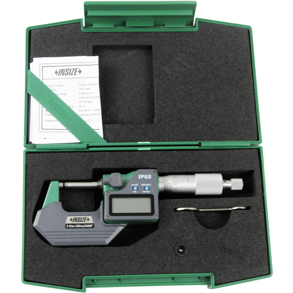 INSIZE Measuring Equipment Insize IP65 Digital Outside Micrometer 0-25mm / 0-1" Range Series 3101-25A