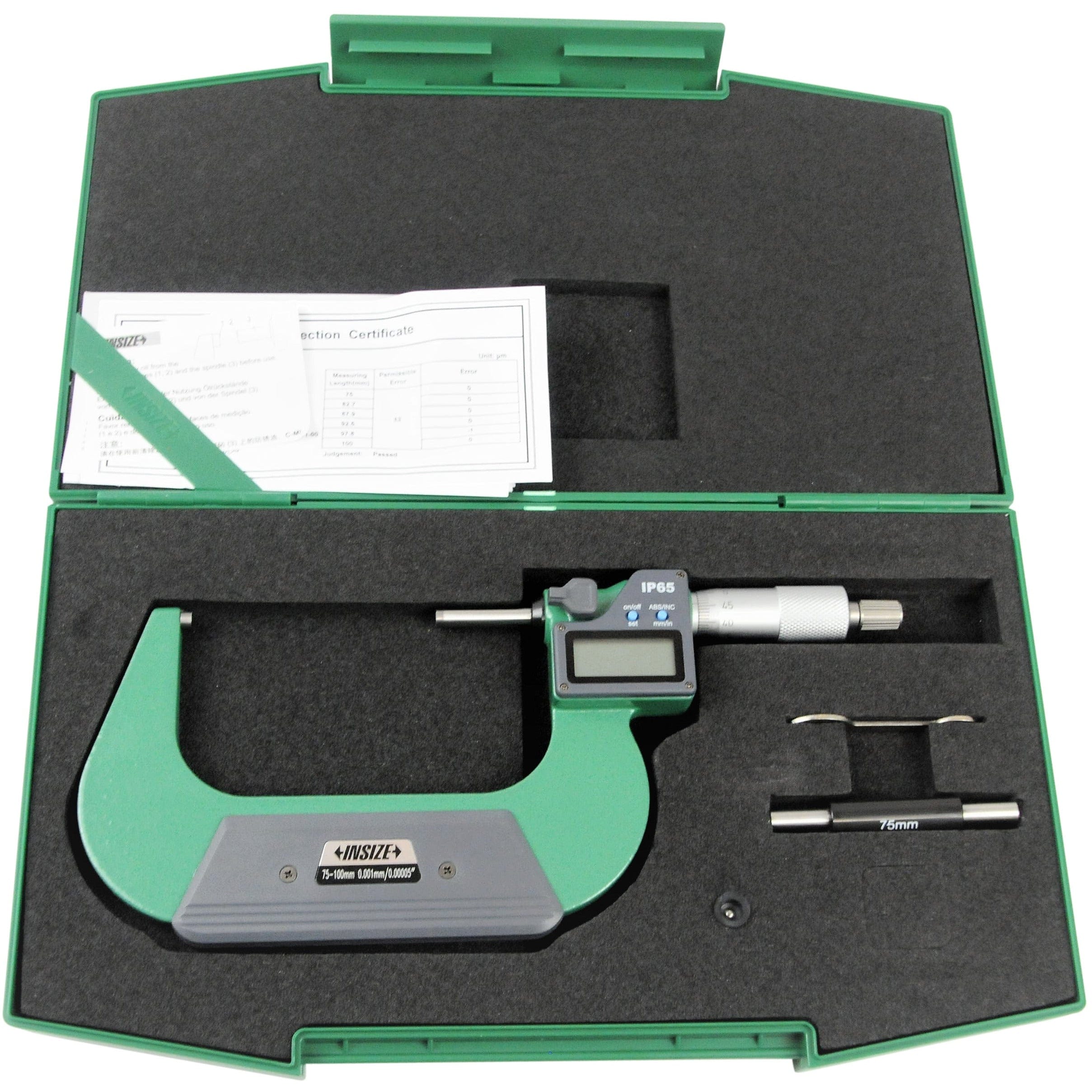 INSIZE Measuring Equipment Insize IP65 Digital Outside Micrometer 75-100mm / 3"-4" Range Series 3108-100A
