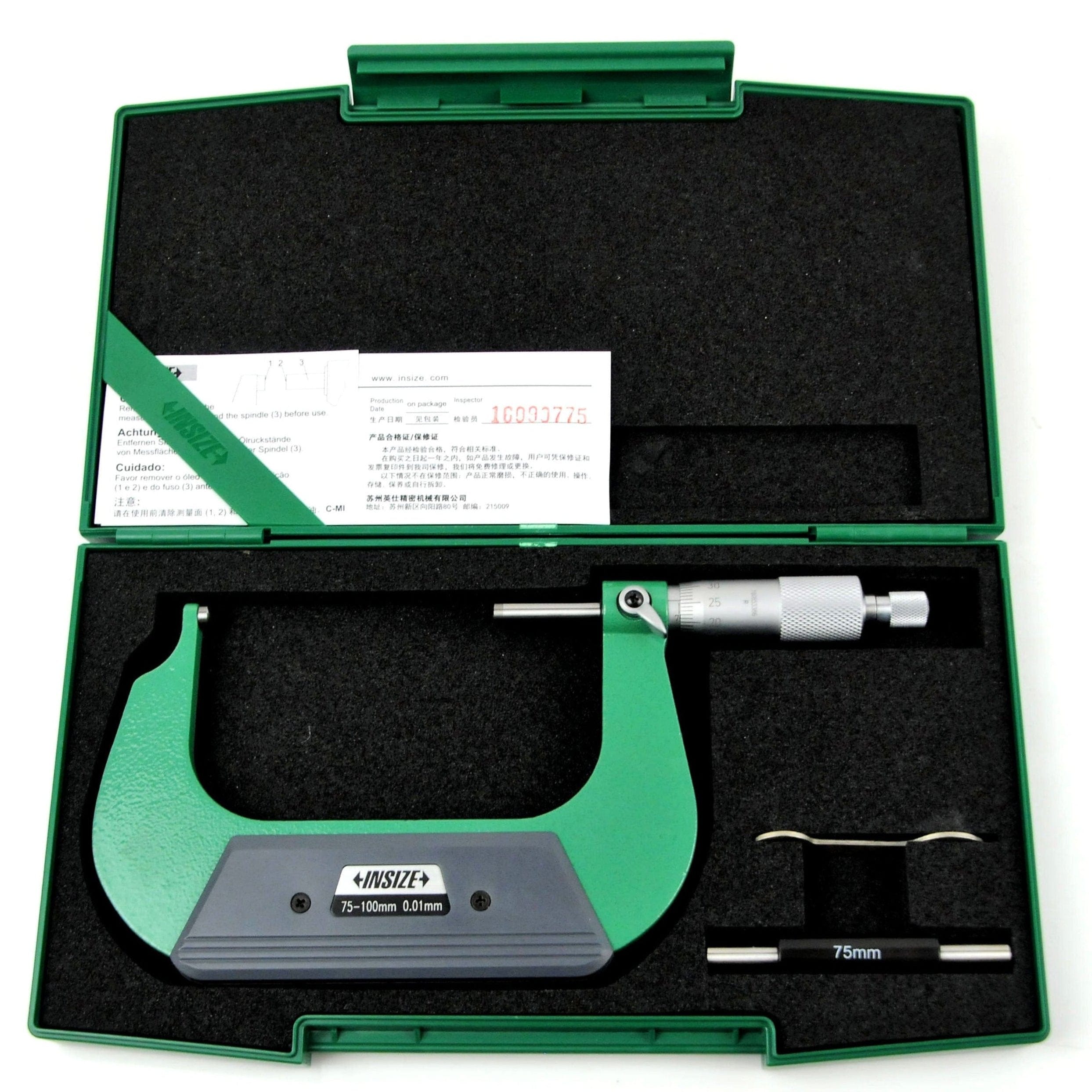 INSIZE Measuring Equipment Insize Spherical Anvil Tube Micrometer 75-100mm Type A Series 3260-100A