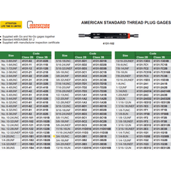INSIZE MEASURING EQUIPMENT Insize Thread GO NOGO Plug Gauge 3/4"-10 UNC Series 4131-3B1