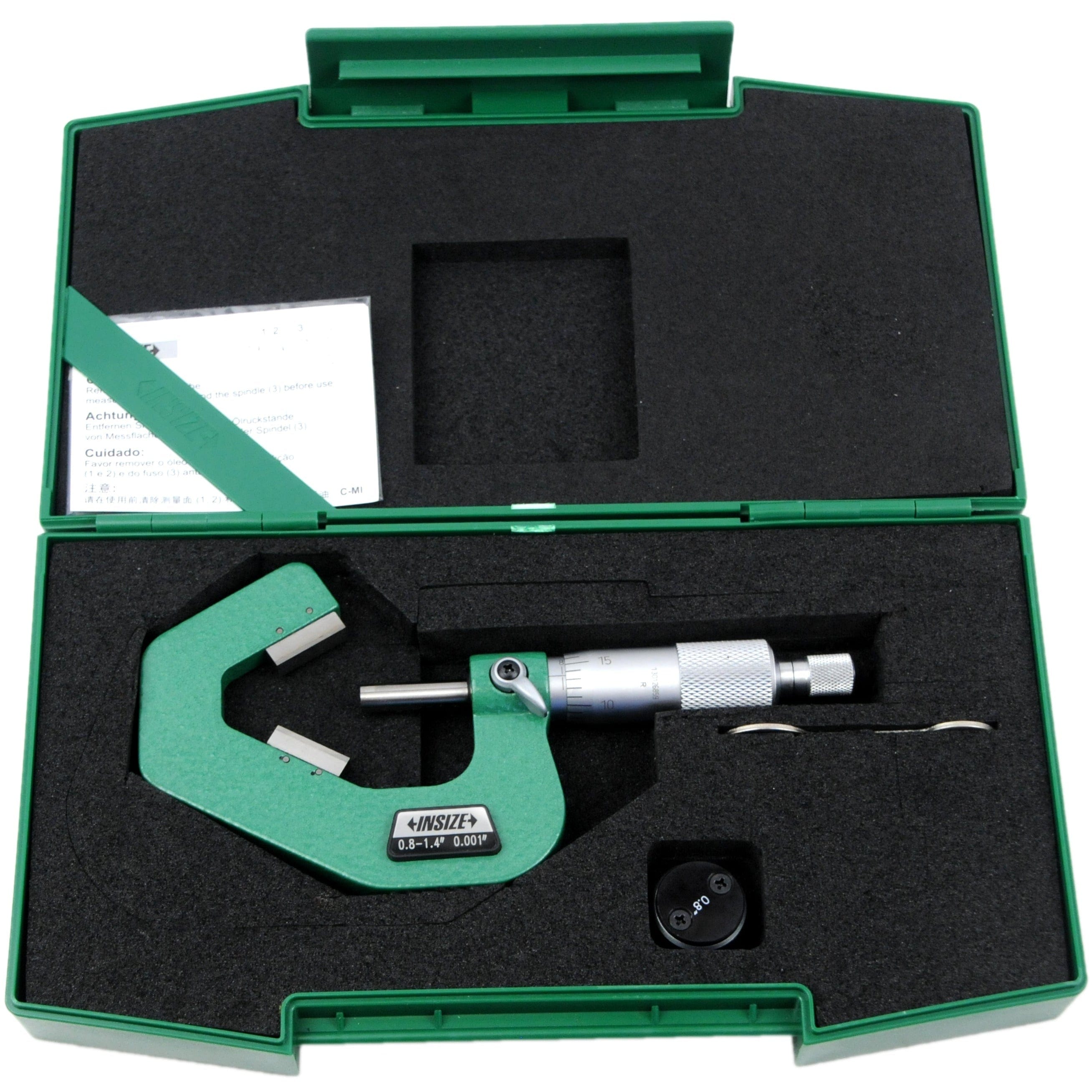 INSIZE Measuring Equipment Insize V Shape Anvil Micrometer 0.8-1.4" Range Series 3290-143