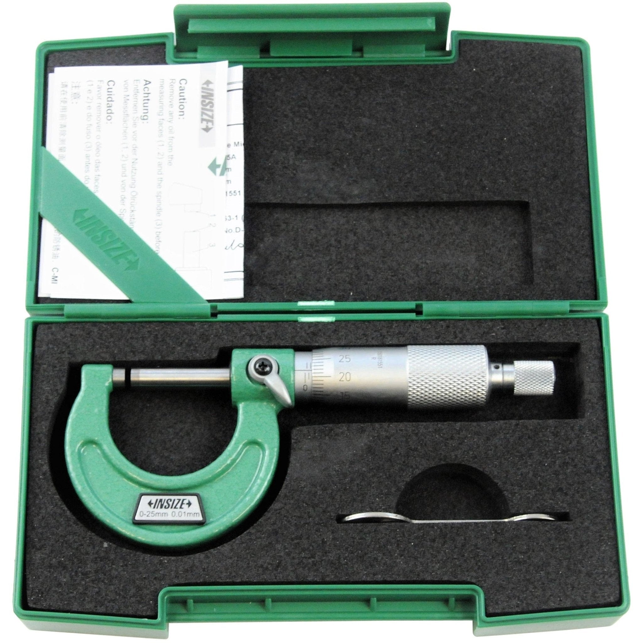 Insize Metric Outside Micrometer 0-25mm Range Series 3203-25A - Twin Eagle Imports