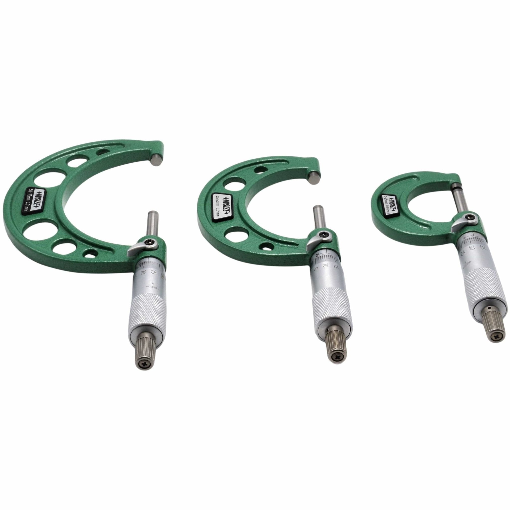 Insize Metric Outside Micrometer 3 Piece Set 0-75mm Range Series 3203-753A - Twin Eagle Imports