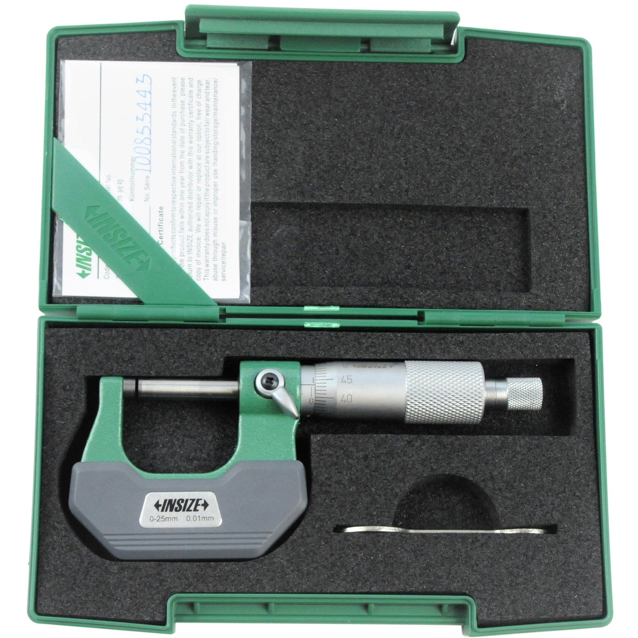 Insize Outside Micrometer 0-25mm Range Series 3202-25A - Twin Eagle Imports