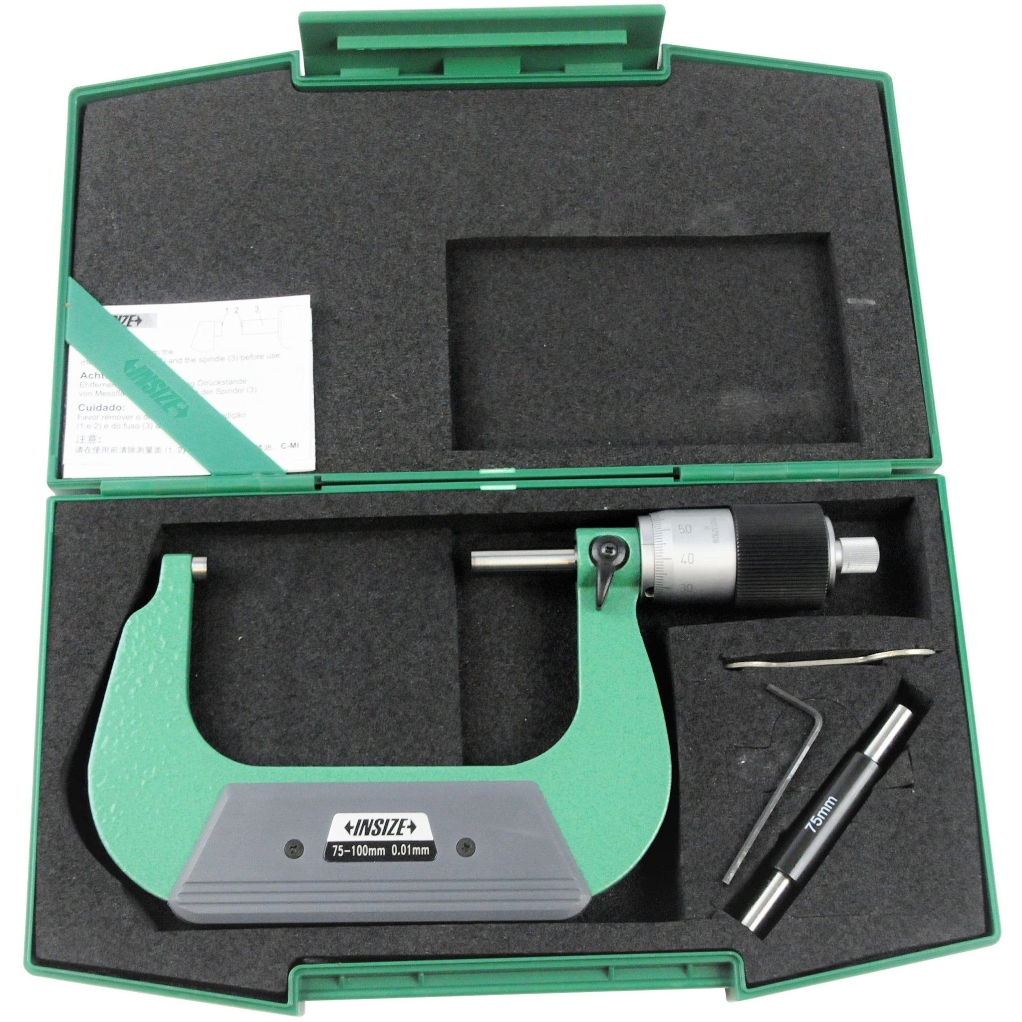 Insize Outside Micrometer Quick Feeding 75-100mm Range Series 3208-100B - Twin Eagle Imports