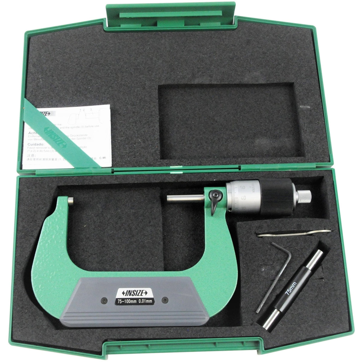 Insize Outside Micrometer Quick Feeding 75-100mm Range Series 3208-100B - Twin Eagle Imports