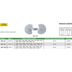 Insize Radius Gauge Set 17/32"-1" Range Series 4801-16E1 - Twin Eagle Imports