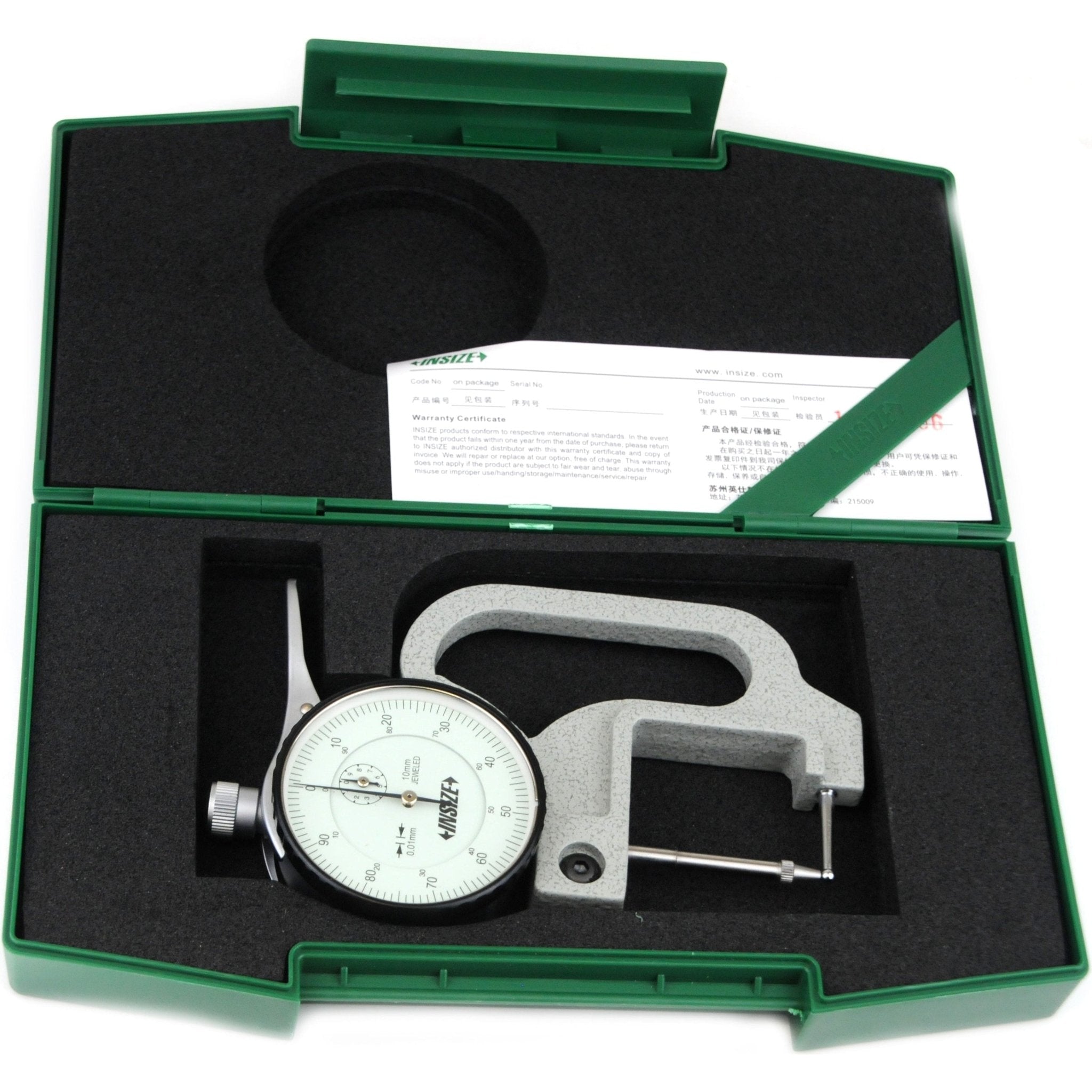 Insize Tube Type Thickness Gauge 0-10mm x 0.01mm Range Series 2367-10A - Twin Eagle Imports