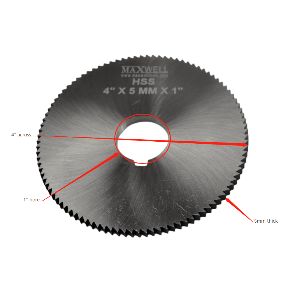 Maxwell HSS Slitting Saw 4" x 5 MM x 1" Bore - Twin Eagle Imports