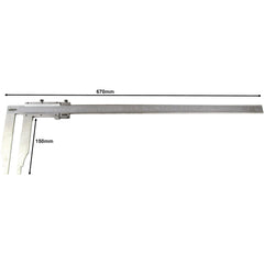 Insize Long Jaw Vernier Caliper 0-500mm/0-20" Range Series 1215-522