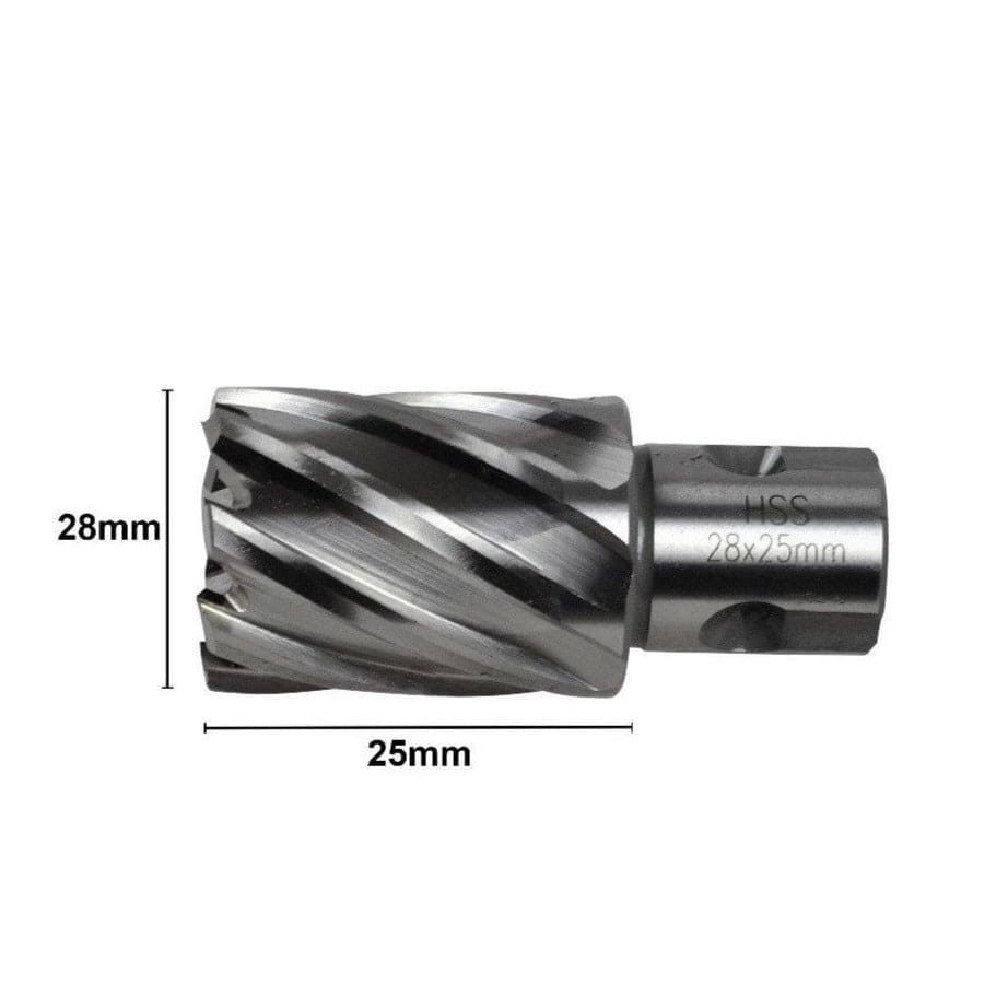 Twin Eagle Imports Annular Cutter 28 x 25mm D.O.C HSS Weldon Shank Annular Cutter