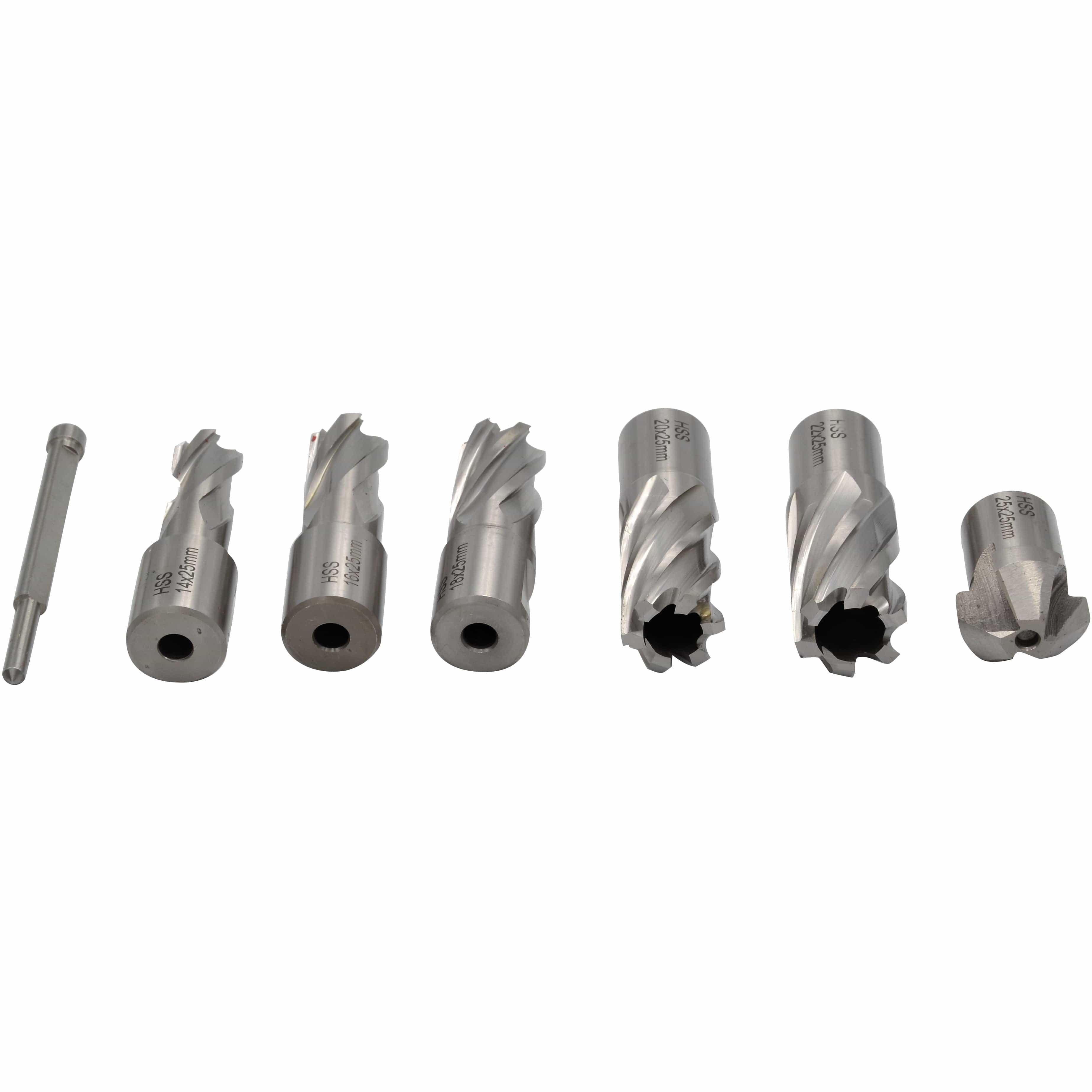 Twin Eagle Imports Annular Cutter Kit 7 PC Weldon Shank HSS Annular Cutter Set with Countersink