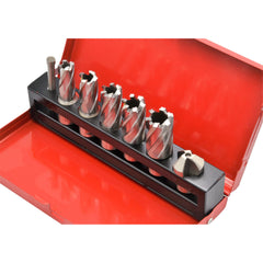 Twin Eagle Imports Annular Cutter Kit 7 PC Weldon Shank HSS Annular Cutter Set with Countersink