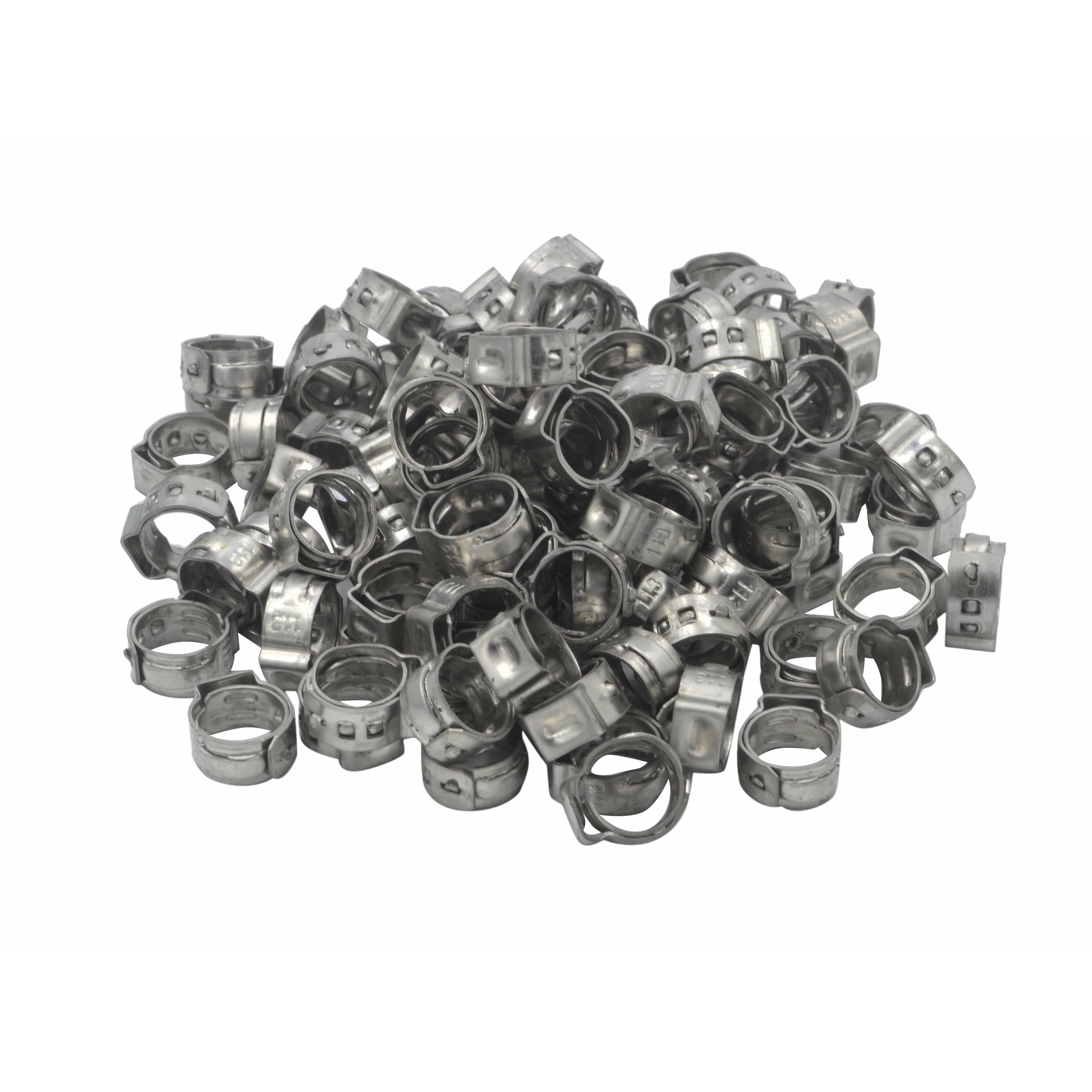Twin Eagle Imports Grab Kits 100 Piece 304 Stainless Steel 9.6-11.3mm Ear Hose Clamp