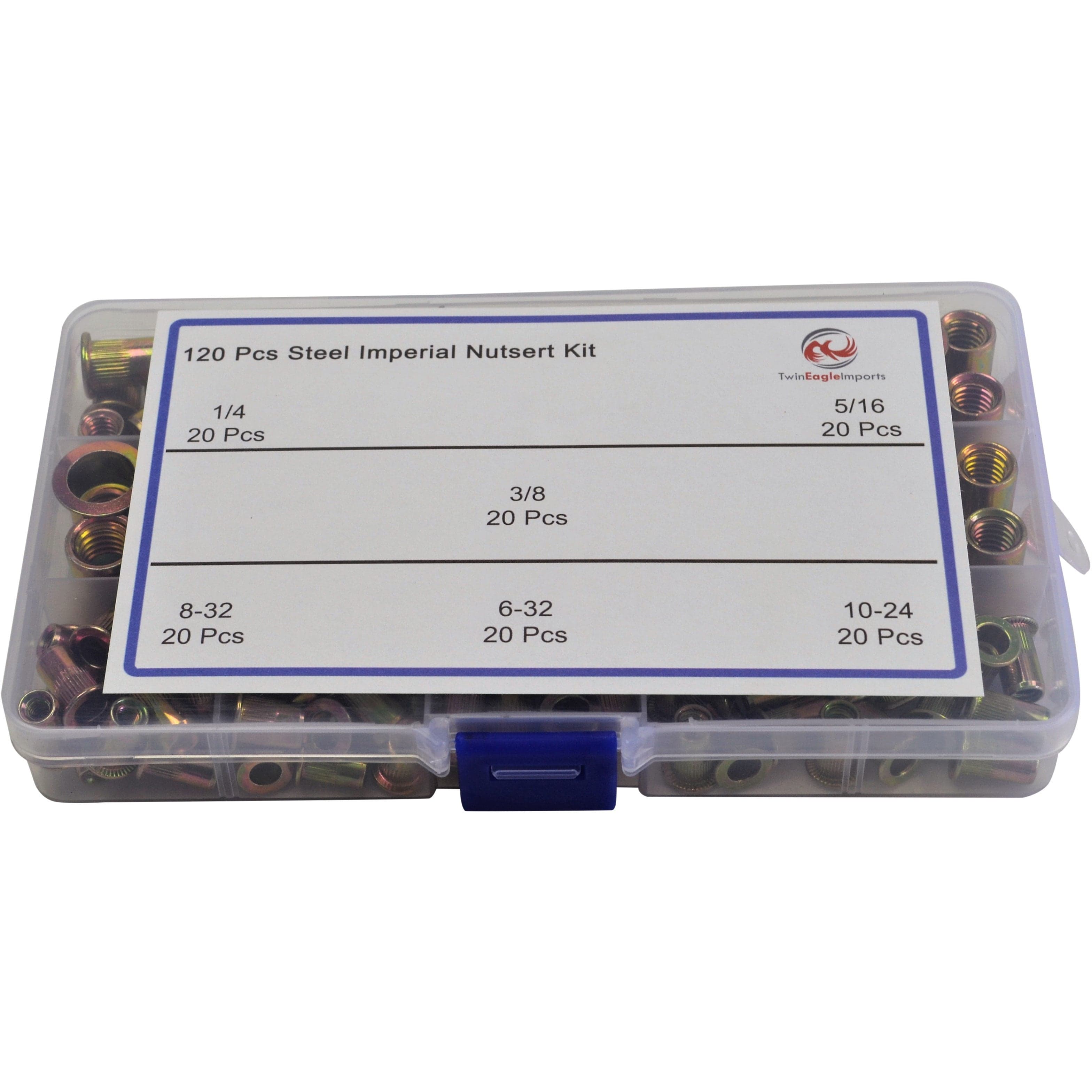 Twin Eagle Imports Grab Kits 120pc Imperial Steel and 120pc Metric Steel Nutserts  Grab Kit