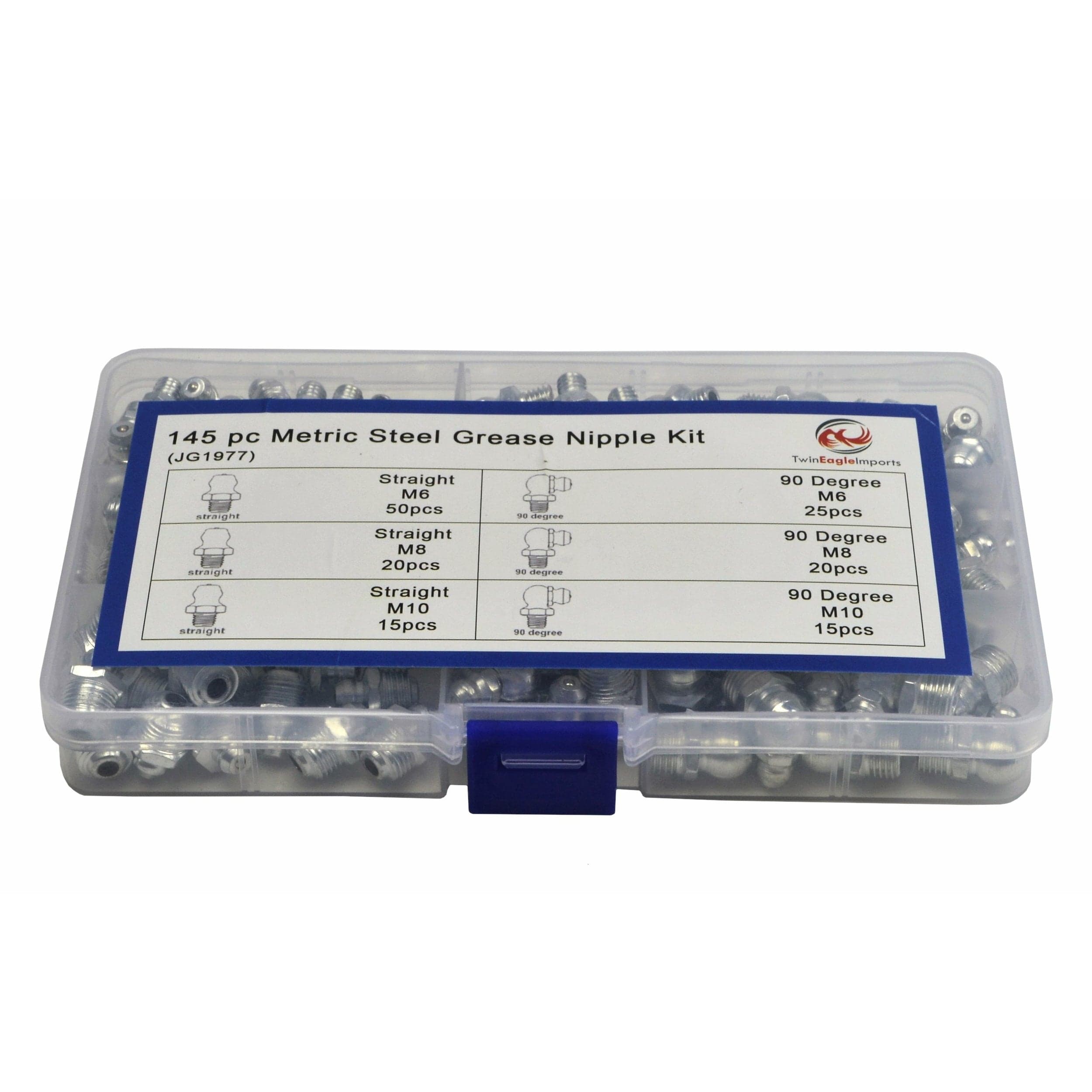Twin Eagle Imports Grab Kits 145pc Metric Grease Nipples Steel Grab Kit