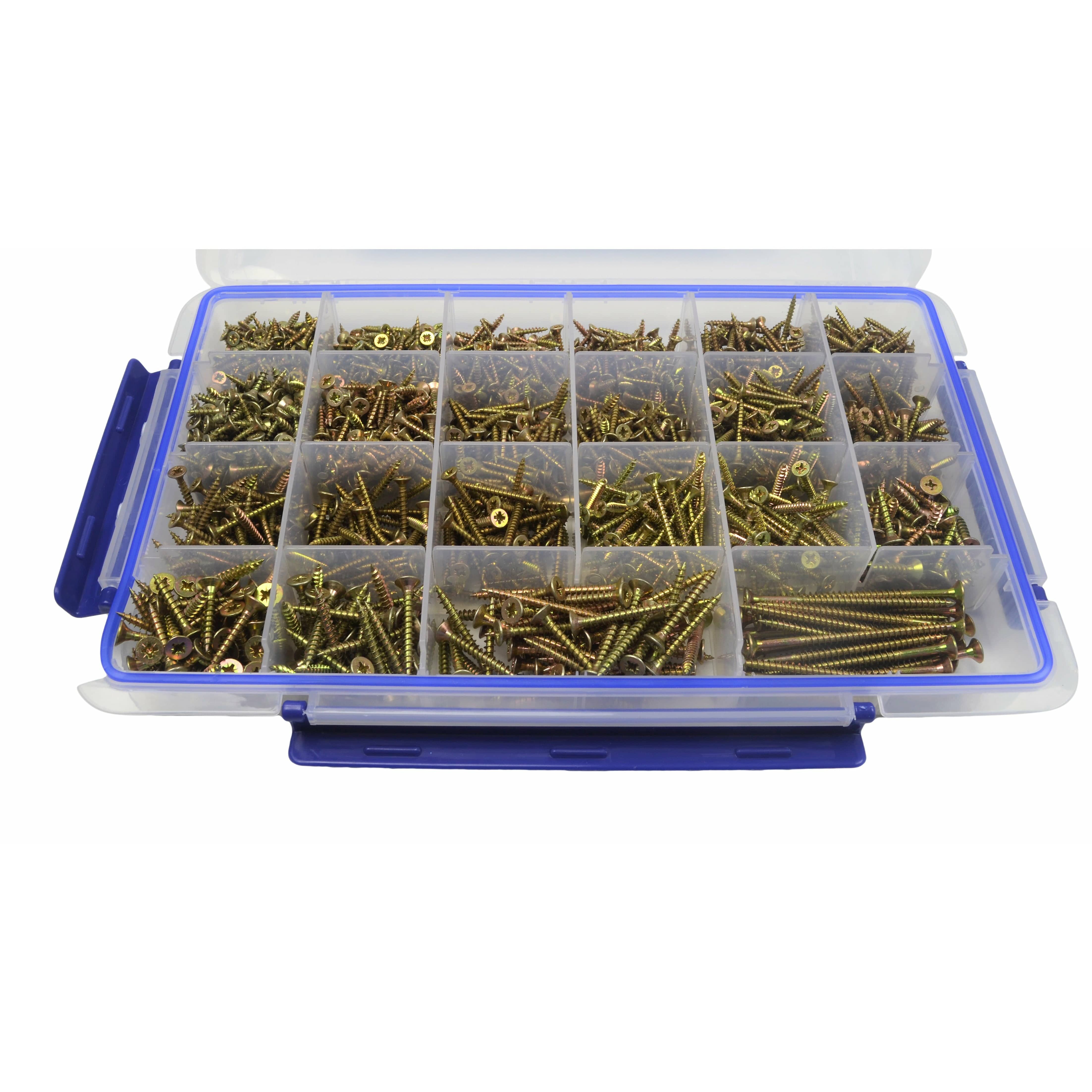 Twin Eagle Imports Grab Kits 1800pc Wood Screws Multi Size Pozi Drive Grab Kit Assortment