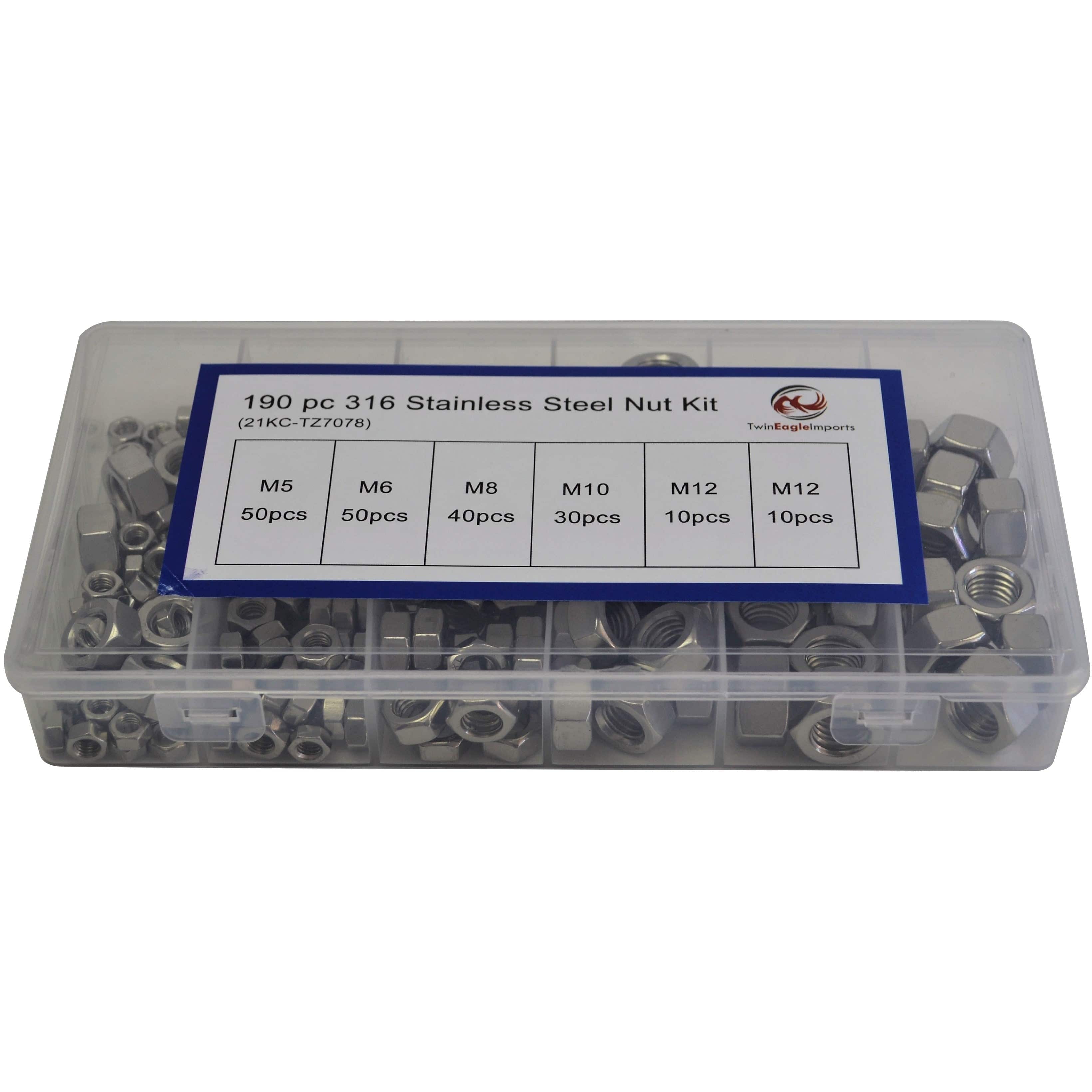 Twin Eagle Imports Grab Kits 190pc Stainless Steel Nut Assortment