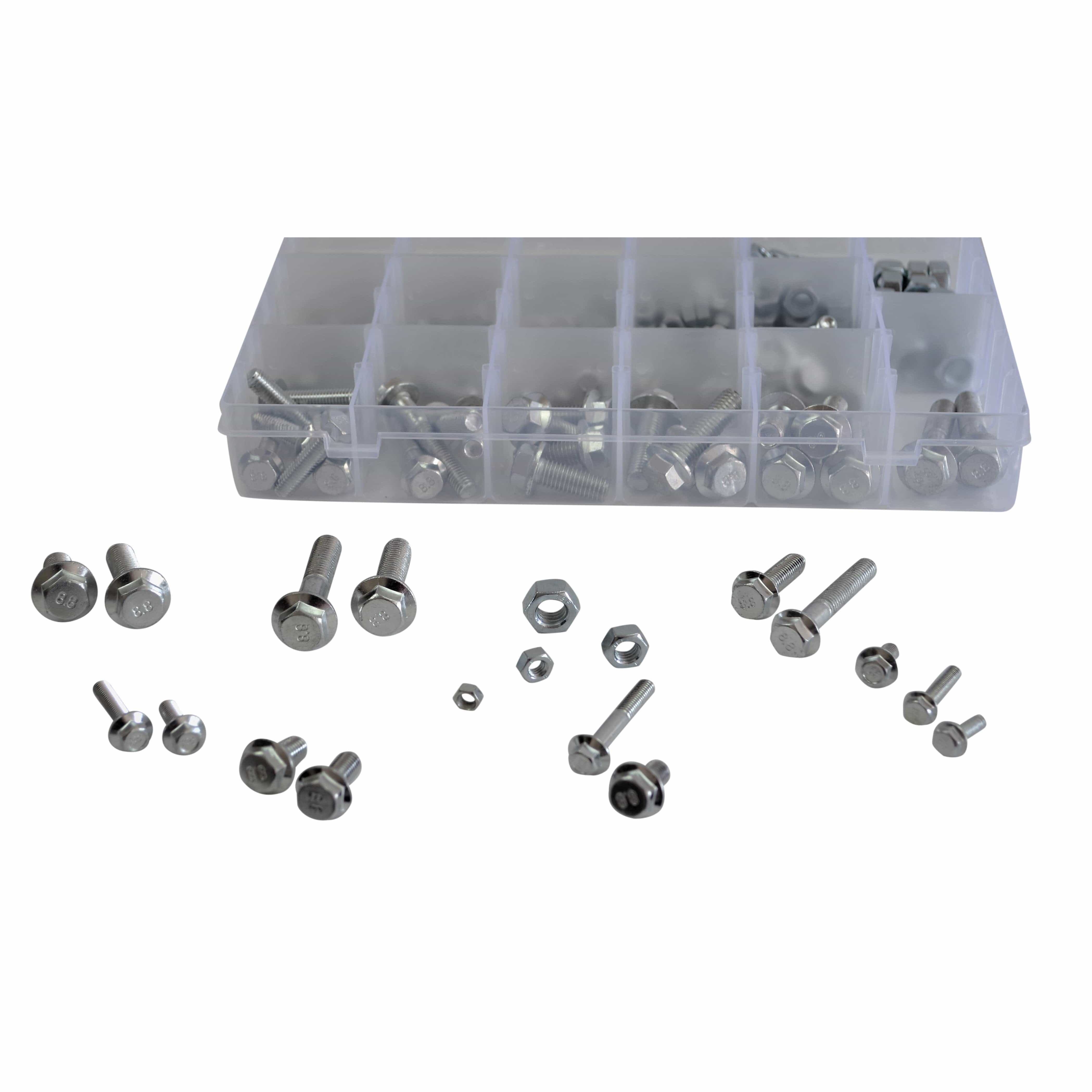 Twin Eagle Imports Grab Kits 202pc High Tensile Metric Flange Head Bolt and Nut Grab Kit