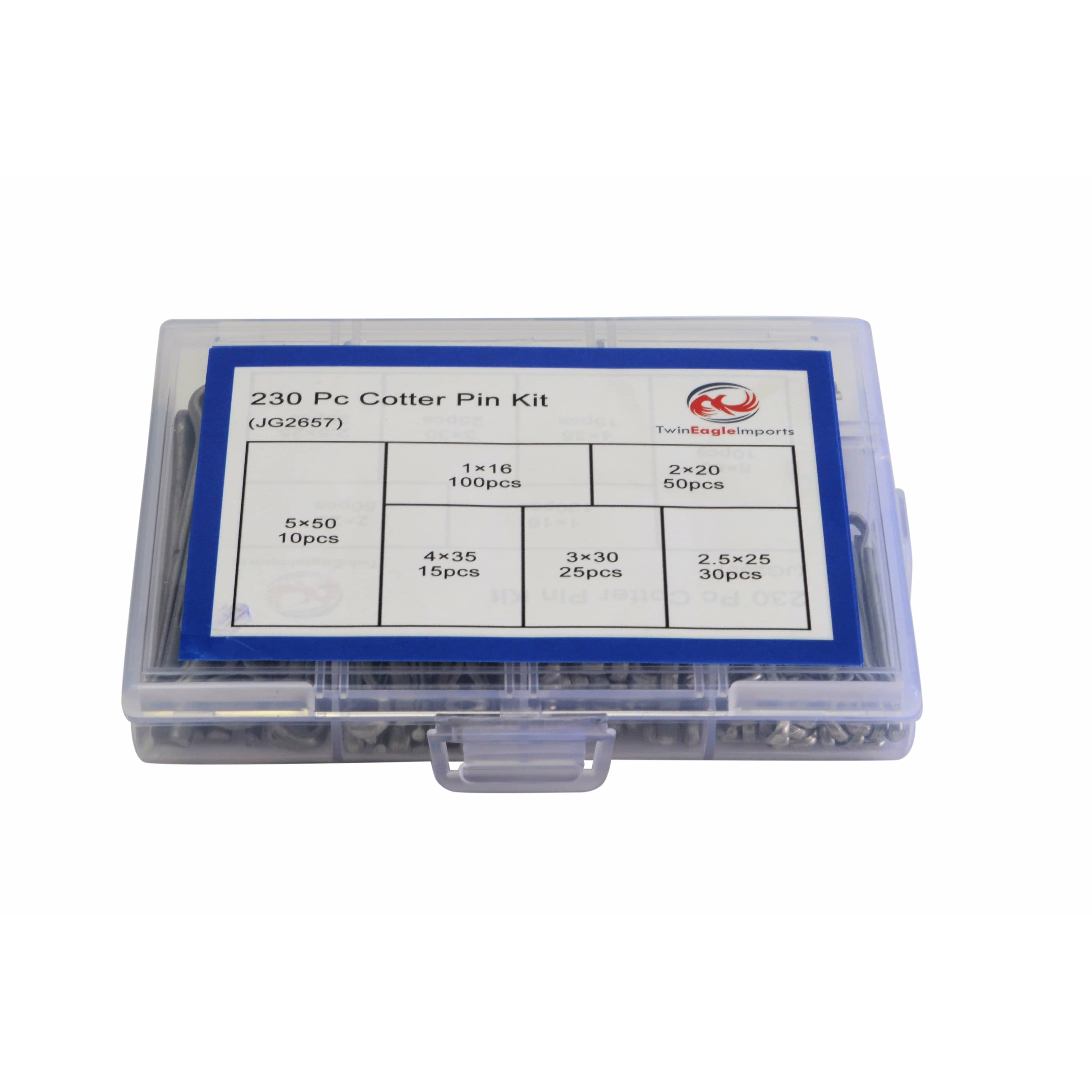 Twin Eagle Imports Grab Kits 230pc Cotter Pin and 150pc Metric R Pin Clip Grab Kit Assortment