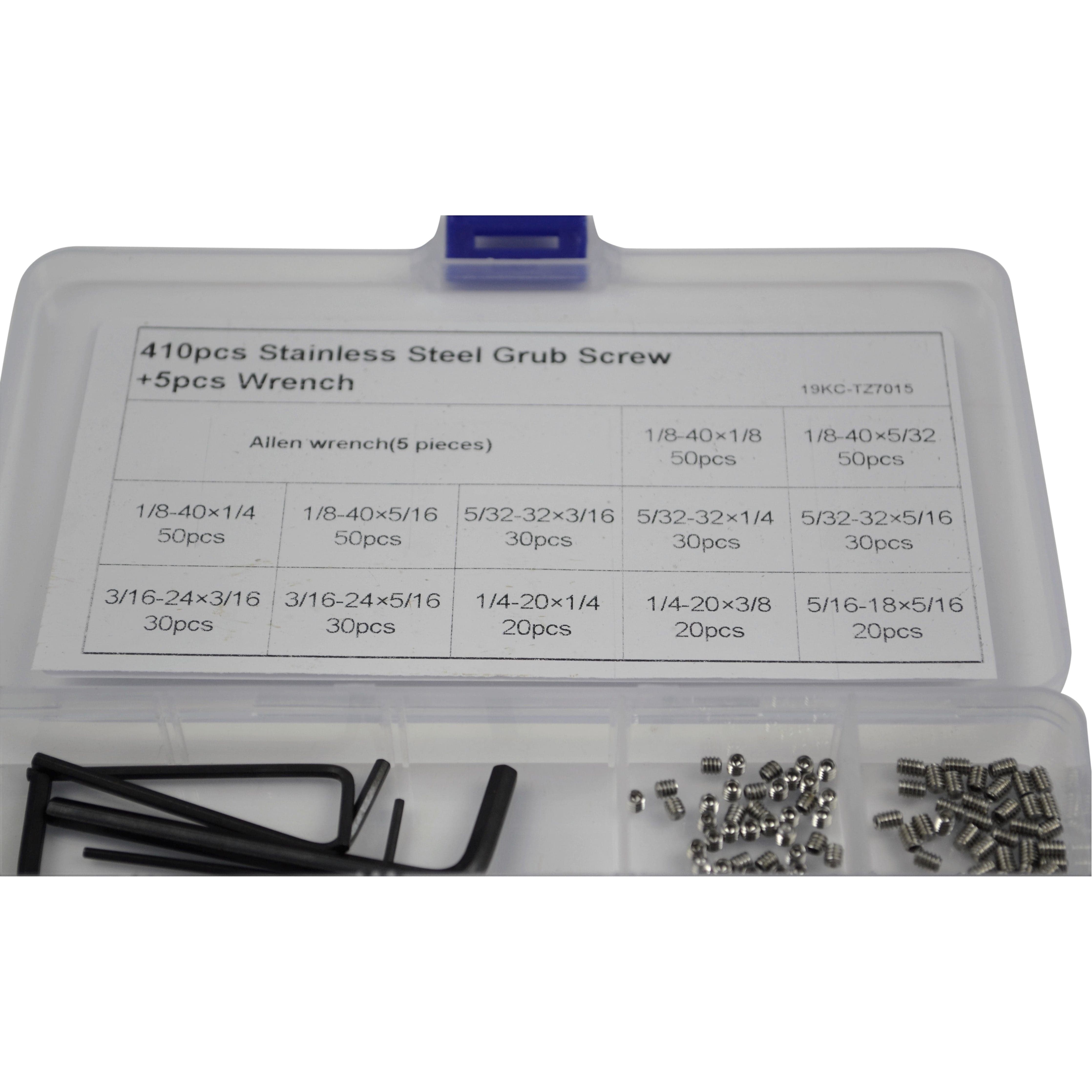 Twin Eagle Imports Grab Kits 410pc Imperial Stainless Steel Grub Screw Grab Kit Assortment