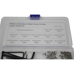 Twin Eagle Imports Grab Kits 410pc Imperial Stainless Steel Grub Screw Grab Kit Assortment