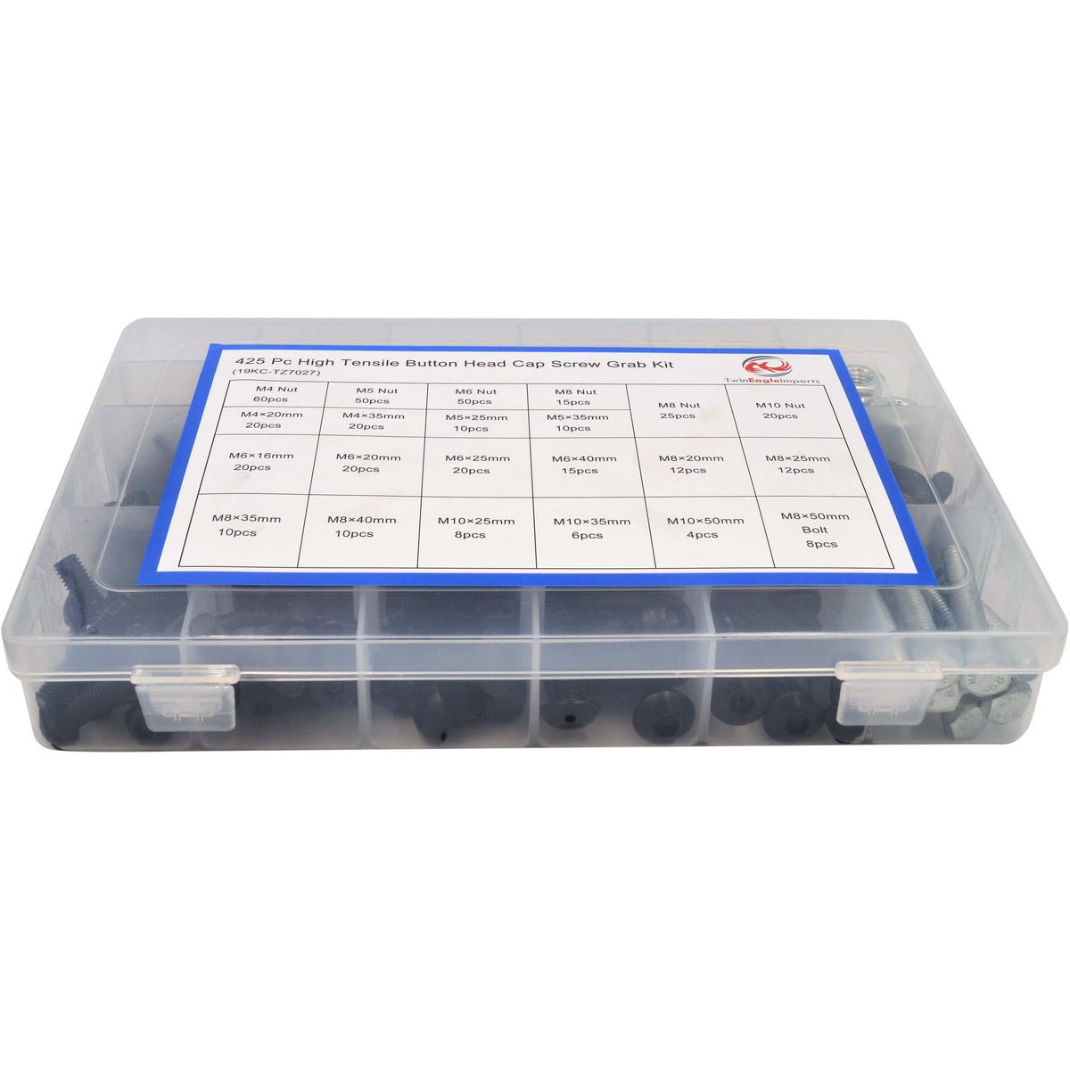 Twin Eagle Imports Grab Kits 425pc Button Head Cap Screw Bolts Grab Kit