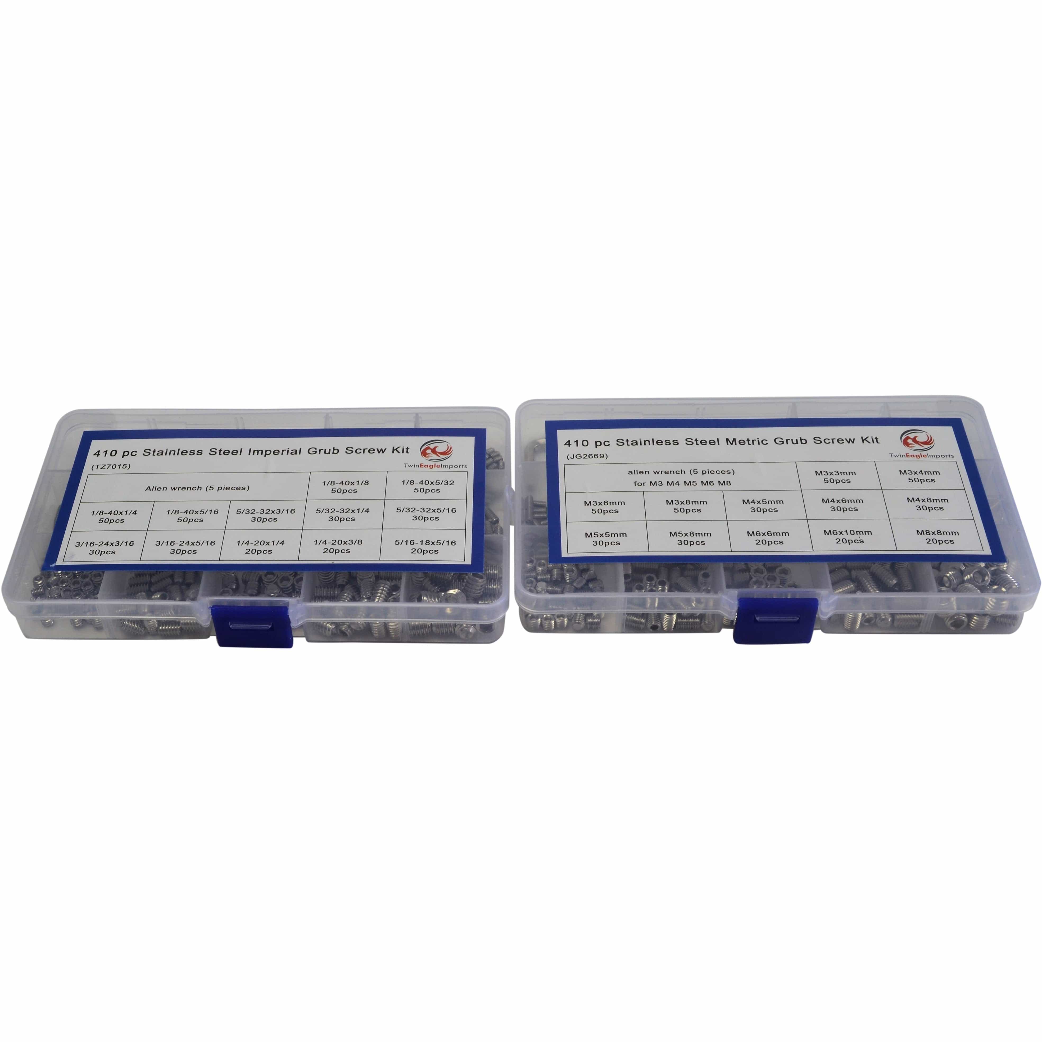 Twin Eagle Imports Grab Kits 820pc Metric and Imperial Stainless Steel Grub Screw Grab Kit