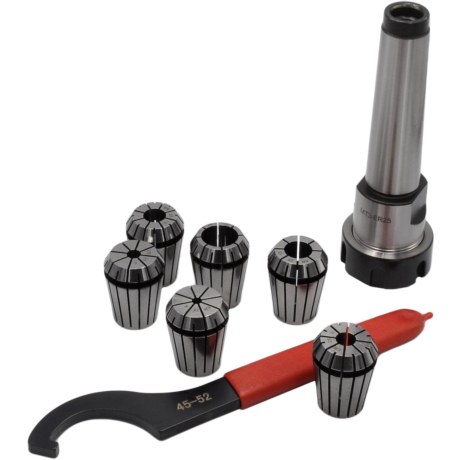 Twin Eagle Imports Milling Chuck 6 pc ER25 MT3 M12 Drawbar Precision Spring Collet Set